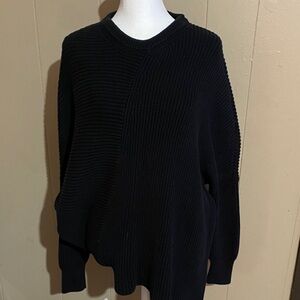 Free People Black Ribbed Knit Sweater